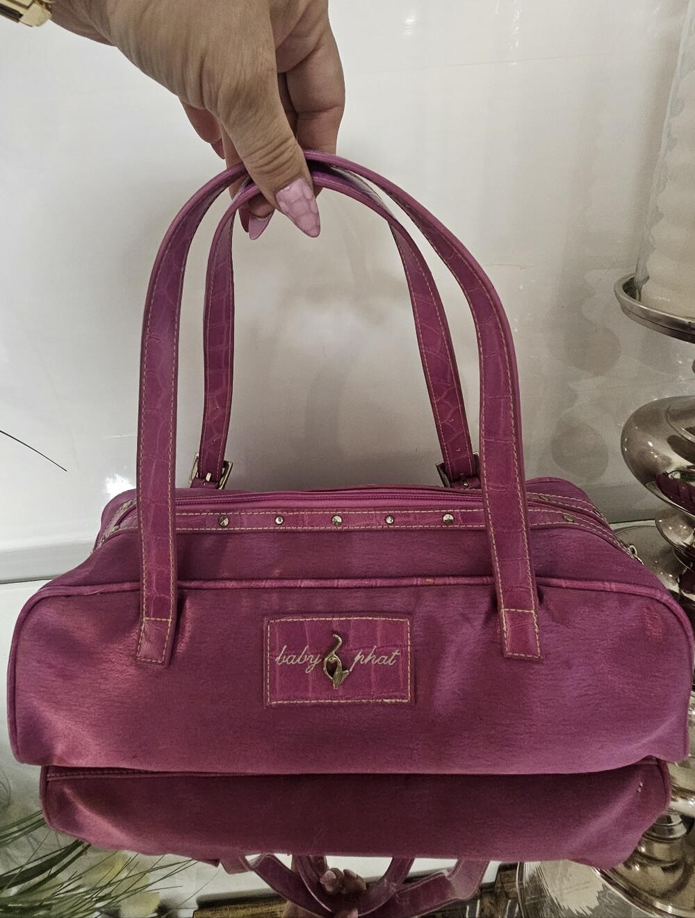 Magnetta Baby Phat Pink Satin Top-Handle Bag